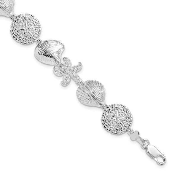 De-Ani Silver Rhodium-Plated Turtle / Shell / Starfish / Clam Bracelet